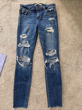 Joe's Jeans Ripped Skinny Jeans in Dark Blue